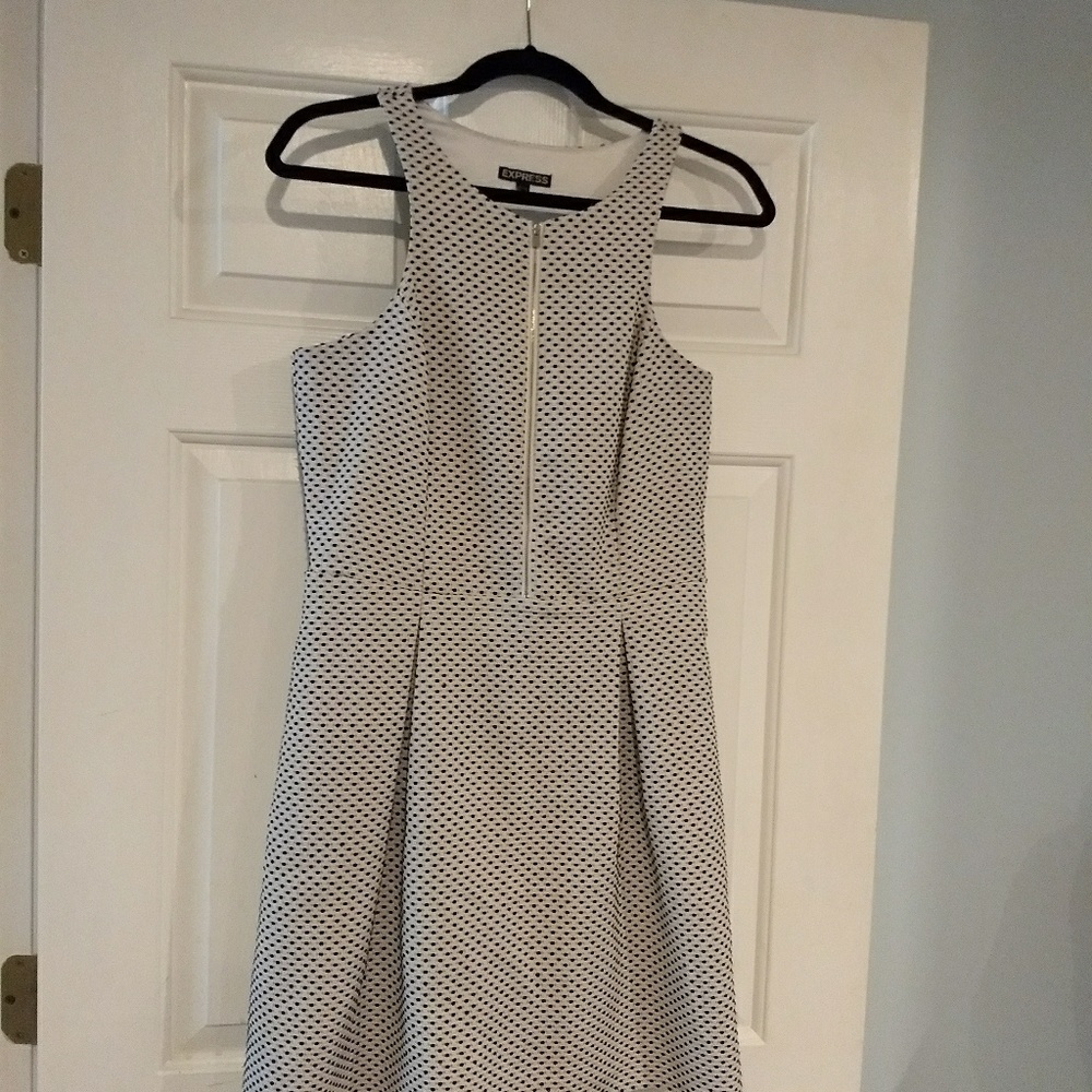 Express black poka dot dress